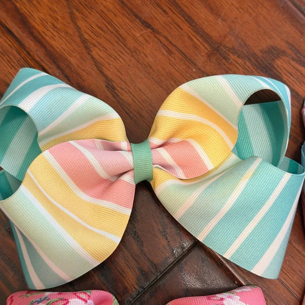 Girls Large Hair Bows Set of 4 Matilda Jane Made to Match Grosgrain Ribbon 6